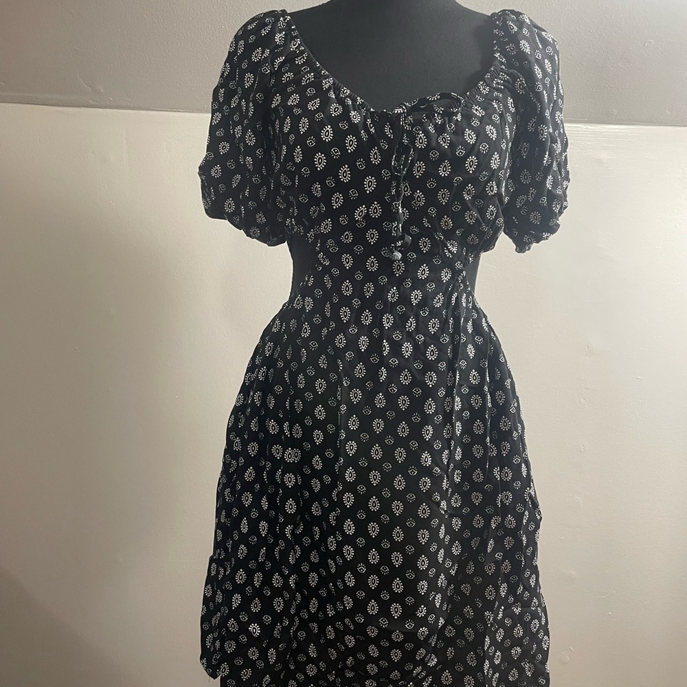 Black and White Patterned Women's Dress